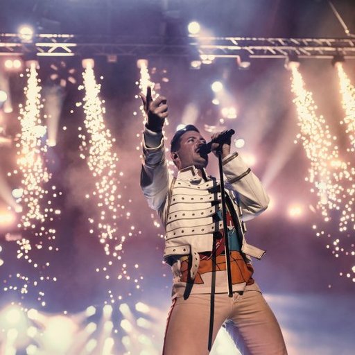 Bjarke Baisner på scenen som Freddie Mercury